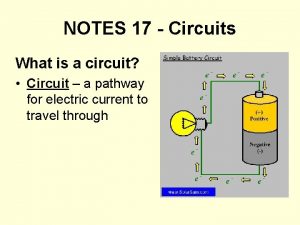 NOTES 17 Circuits What is a circuit Circuit NOTES 17 Circuits What is a circuit Circuit