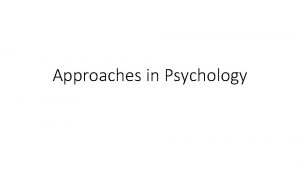 Approaches in Psychology 1 Origins in Psychology Outline