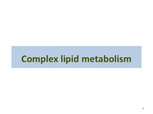 Complex lipid metabolism 1 Complex lipids Complex lipids