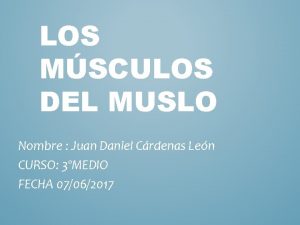 LOS MSCULOS DEL MUSLO Nombre Juan Daniel Crdenas