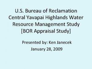 U S Bureau of Reclamation Central Yavapai Highlands