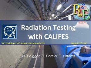 Radiation Testing with CALIFES CLIC Workshop 2015 Future