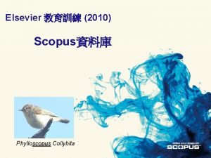Elsevier 2010 Scopus Phylloscopus Collybita Introduction Elsevier Scopus