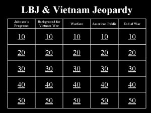 LBJ Vietnam Jeopardy Johnsons Programs Background for Vietnam