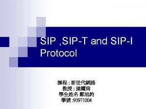 Outline n SIP n PSTN and SIP interworking