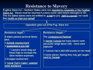 Resistance to Slavery Fugitive Slave Act Northern States