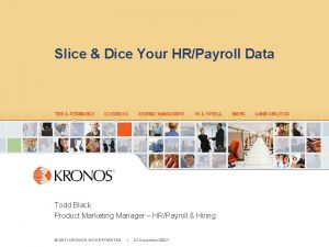 Slice Dice Your HRPayroll Data Todd Black Product