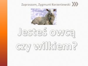 Zapraszam Zygmunt Korzeniewski Jeste owc czy wilkiem Dlaczego