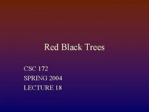 Red Black Trees CSC 172 SPRING 2004 LECTURE