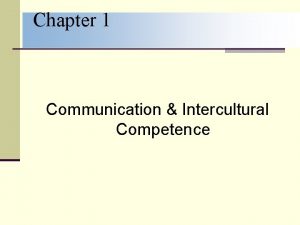 Chapter 1 Communication Intercultural Competence Chapter Summary n