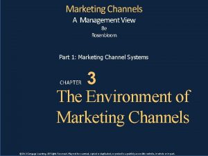 Marketing Channels Part 1 Marketing Channel Systems A