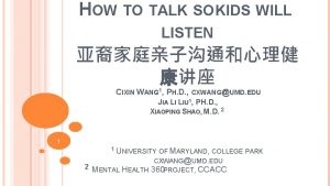 HOW TO TALK SO KIDS WILL LISTEN CIXIN