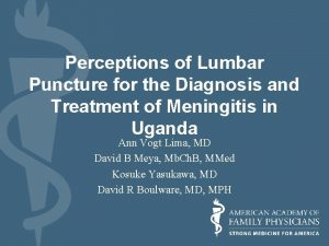Perceptions of Lumbar Puncture for the Diagnosis and