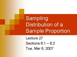 Sampling Distribution of a Sample Proportion Lecture 27