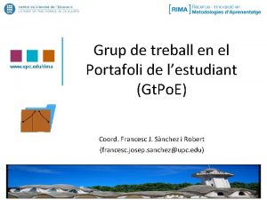 www upc edurima Grup de treball en el