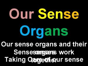 Our Sense Organs Our sense organs and their