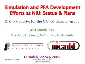 Simulation and PFA Development Efforts at NIU Status