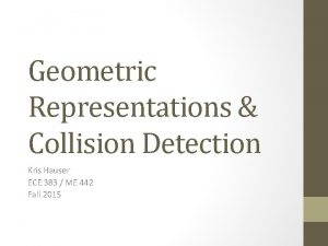 Geometric Representations Collision Detection Kris Hauser ECE 383