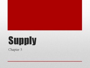 Supply Chapter 5 Supply Supply is the amount
