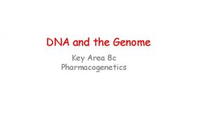 DNA and the Genome Key Area 8 c