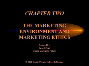 CHAPTER TWO THE MARKETING ENVIRONMENT AND MARKETING ETHICS