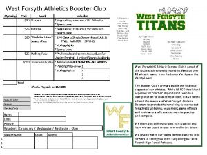 West Forsyth Athletics Booster Club Fall Season Football