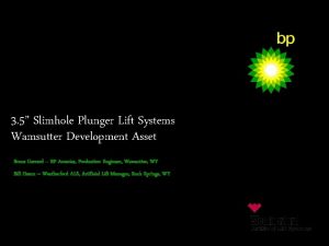 3 5 Slimhole Plunger Lift Systems Wamsutter Development