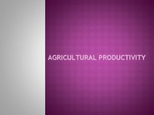 AGRICULTURAL PRODUCTIVITY MEANING The word agriculture is derived