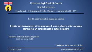 Universit degli Studi di Genova Scuola Politecnica Dipartimento