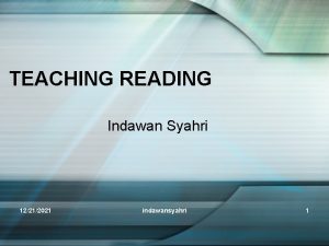 TEACHING READING Indawan Syahri 12212021 indawansyahri 1 Principles