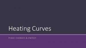 Heating Curves PHASE CHANGES ENERGY Energy that is