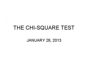 THE CHISQUARE TEST JANUARY 28 2013 ChiSquare Test