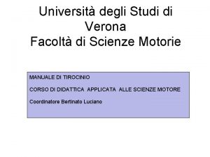 Universit degli Studi di Verona Facolt di Scienze