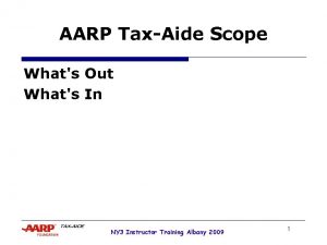 AARP TaxAide Scope Whats Out Whats In NY