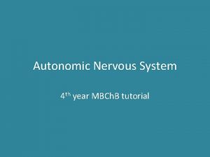 Autonomic Nervous System 4 th year MBCh B