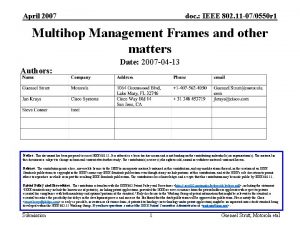 April 2007 doc IEEE 802 11 070550 r