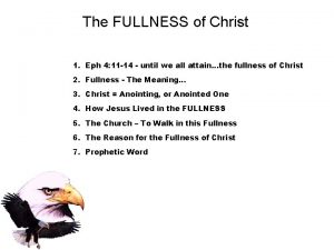 The FULLNESS of Christ 1 Eph 4 11