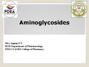 Aminoglycosides Mrs Jagtap P N HOD Department of