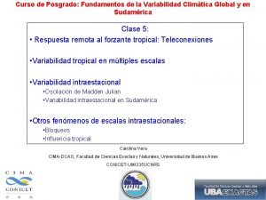 Curso de Posgrado Fundamentos de la Variabilidad Climtica