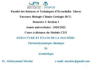 Facult des Sciences et Techniques dErrachidia Maroc Parcours