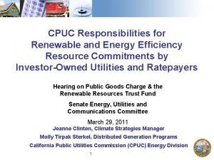 CPUC Responsibilities for Renewable and Energy Efficiency Resource