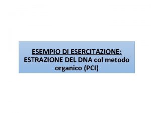 ESEMPIO DI ESERCITAZIONE ESTRAZIONE DEL DNA col metodo