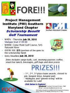 FORE Project Management Institute PMI Southern Maryland Chapter