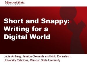 Short and Snappy Writing for a Digital World