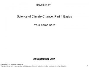 HNUH 218 Y Science of Climate Change Part