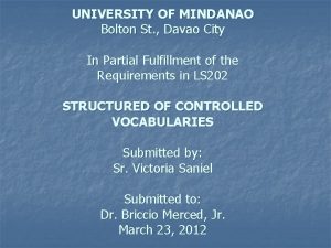 UNIVERSITY OF MINDANAO Bolton St Davao City In