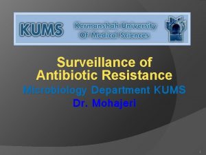 Surveillance of Antibiotic Resistance Microbiology Department KUMS Dr