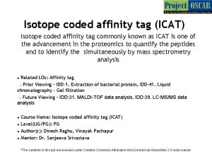 Isotope coded affinity tag ICAT Isotope coded affinity