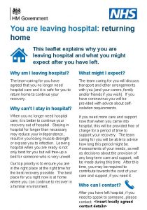 You are leaving hospital returning home This leaflet