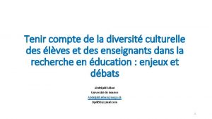 Tenir compte de la diversit culturelle des lves